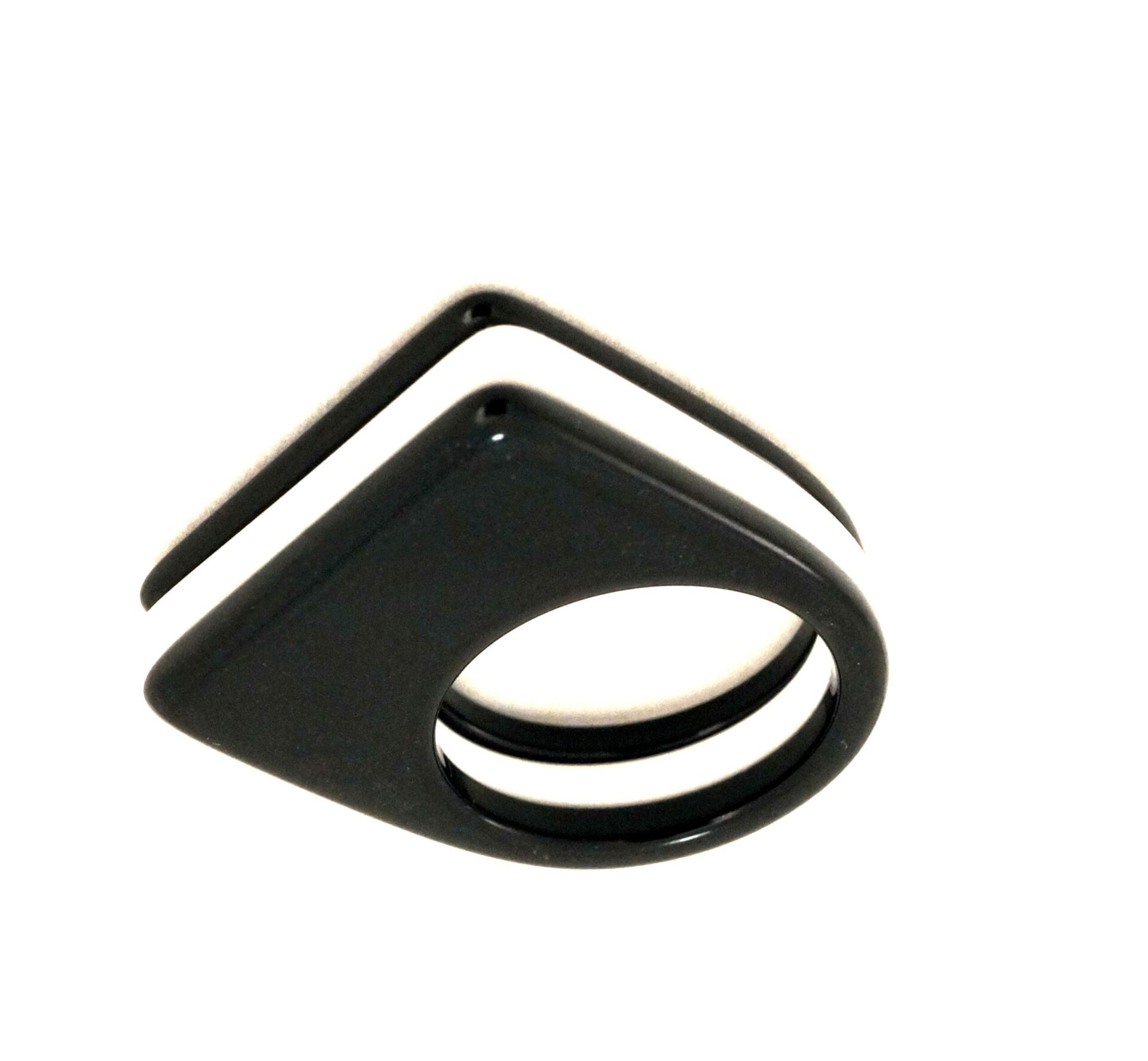 Anello rettangolo optical bianco nero