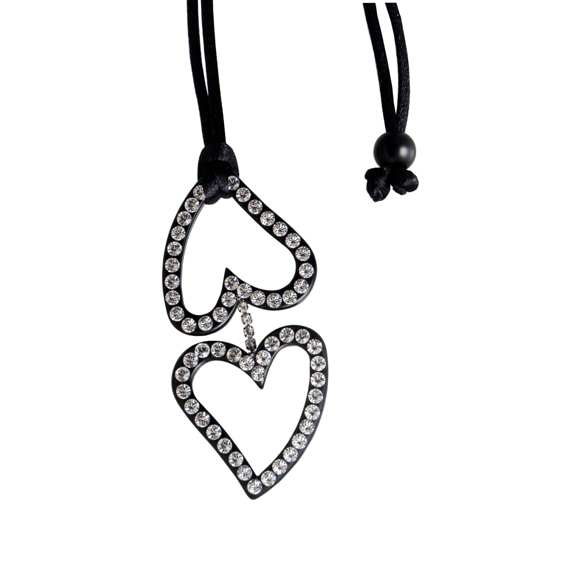 Collana cuore cornice nero swarovski bianchi