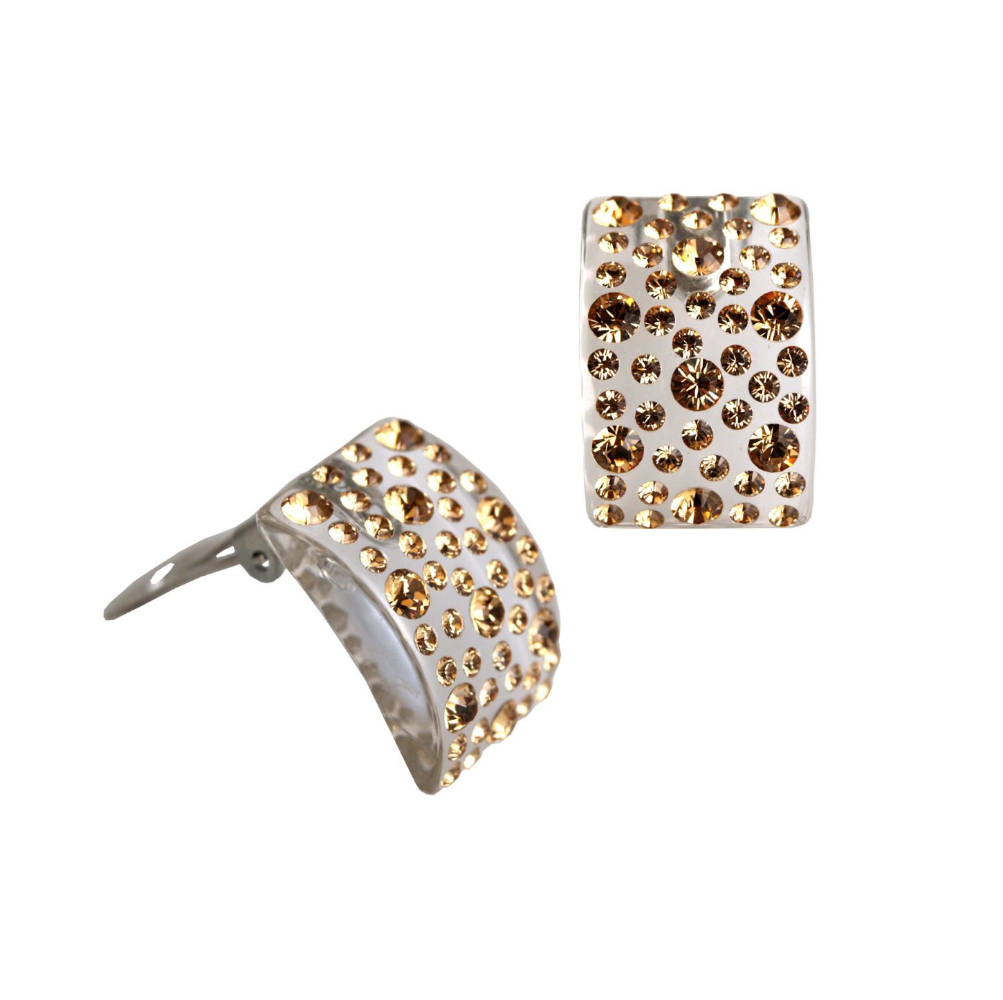 Orecchini A Clip Traveller Con Cristalli Boemi – Placcato Argento, 16x8 Mm, Senza Foro, Confortevoli E Leggeri (4g)