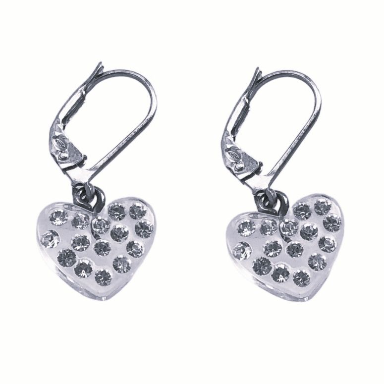 Orecchini cuori micro pendenti pavè cristalli piccolissimi