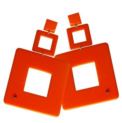 Orecchini arancio quadrati maxi